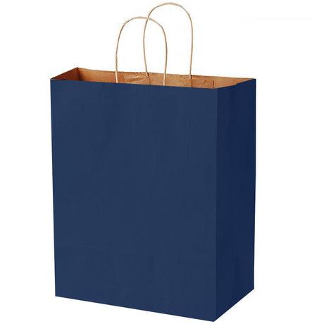 Matte Kraft Navy - Matte Shopping Bags - 10 x 5 x 13"