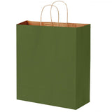 Matte Kraft Olive - Matte Shopping Bags - 10 x 5 x 13"