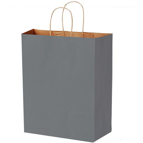 Matte Kraft Slate Gray - Matte Shopping Bags - 10 x 5 x 13"