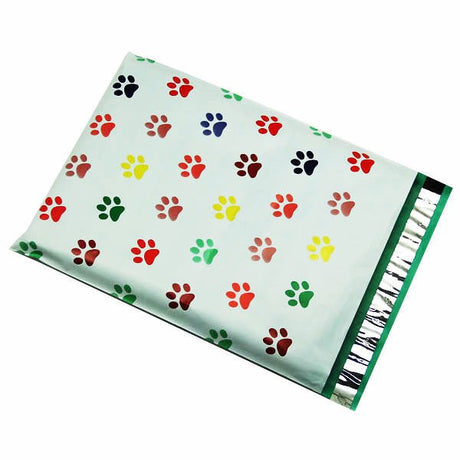 Puppy Dog Paw Print Poly Mailers Size 10x13 Colorful Shipping Bags