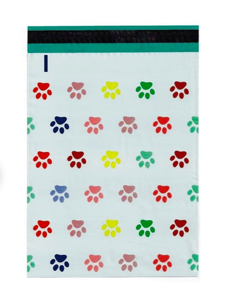 Puppy Dog Paw Print Poly Mailers Size 10x13 Colorful Shipping Bags