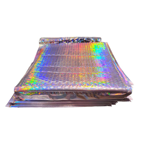 Purple Tint Silver Metallic Holographic Bubble Mailers Size 6.5x10