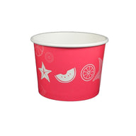 Fruit Pattern Red - Ice Cream Cup - (16 oz) 4-3/8" Dia x 3-1/4" H