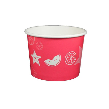 Fruit Pattern Red - Ice Cream Cup - (16 oz) 4-3/8" Dia x 3-1/4" H