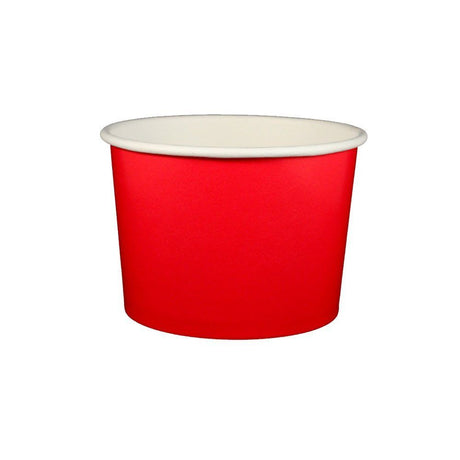 Solid Red - Ice Cream Cup - (8 oz) 3-3/4" (Dia) x 2-3/8" H