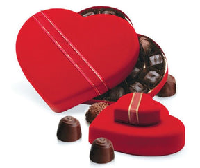 Red Velvet - Heart Shaped Candy Box - (1/2 lb) 6-3/8 x 5-1/2 x 1-1/8"
