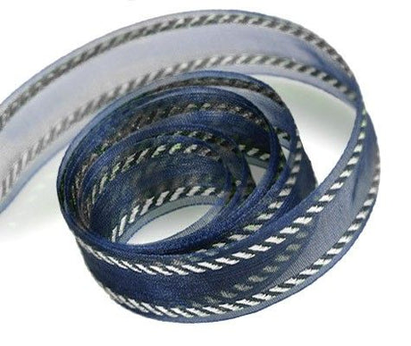 Navy / Silver - Ritzy Ribbon - 7/8" x 25 Yards