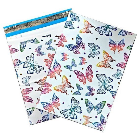 Rainbow Butterflies Poly Mailers Size 10x13 Butterfly Shipping Bags