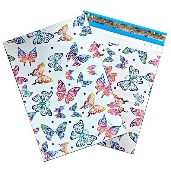 Rainbow Butterflies Poly Mailers Size 10x13 Butterfly Shipping Bags