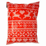 Red Reindeer Poly Mailers Size 10x13 Christmas Sweater Design Shipping Bags