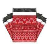 Red Reindeer Poly Mailers Size 10x13 Christmas Sweater Design Shipping Bags
