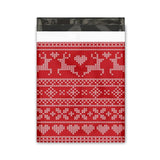 Red Reindeer Poly Mailers Size 10x13 Christmas Sweater Design Shipping Bags