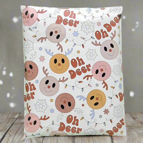 Reindeer Poly Mailers Size 12x15.5 Christmas Deer Shipping Bags