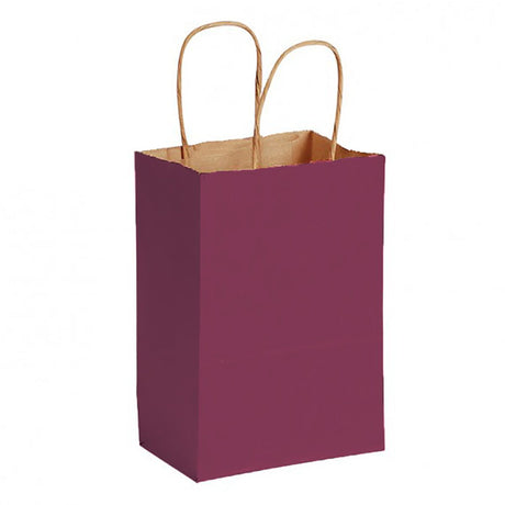 Matte Kraft Burgundy - Matte Shopping Bags - 5-1/4 x 3-1/4 x 8-3/8"