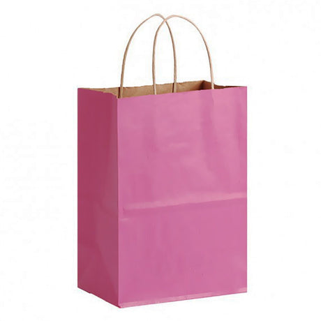Matte Kraft Cerise - Matte Shopping Bags - 8 x 4-3/4 x 10-3/8"