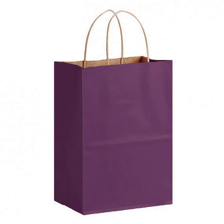 Matte Kraft Purple - Matte Shopping Bags - 8 x 4-3/4 x 10-3/8"