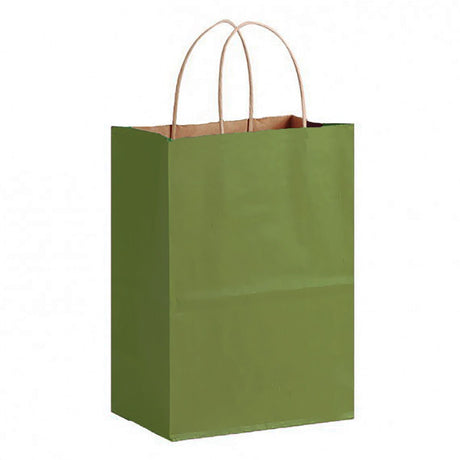 Matte Kraft Rainforest Green - Matte Shopping Bags - 8 x 4-3/4 x 10-3/8"