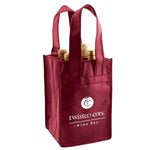 Burgundy - 4 Bottle Reusable Wine Tote - 7 x 7 x 11" (20 in. Handle)