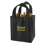 Black - 6 Bottle Reusable Wine Tote - 10 x 6-1/2 x 11" (37 in. Handle)
