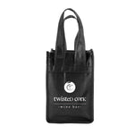 Black - 2 Bottle Reusable Wine Tote - 7 x 3-1/2 x 11" (18 in. Handle)