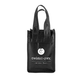 Black - 2 Bottle Reusable Wine Tote - 7 x 3-1/2 x 11" (18 in. Handle)