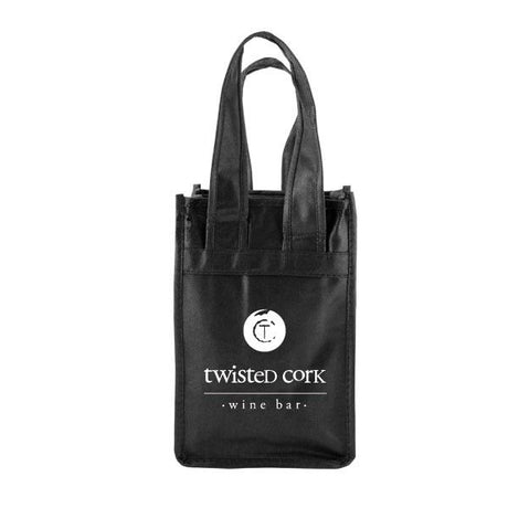 Black - 2 Bottle Reusable Wine Tote - 7 x 3-1/2 x 11" (18 in. Handle)