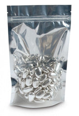 Clear Front Metallic Silver - Stand Up Zipper Pouch - 4-5/8 x 2 x 7-1/8"
