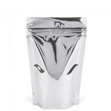 Solid Metallic Silver - Stand Up Zipper Pouch - 5-1/2 x 2-1/2 x 9-1/8"