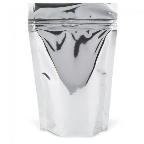 Solid Metallic Silver - Stand Up Zipper Pouch - 6-5/8 x 2-1/2 x 10-1/8"