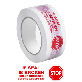 Stop-If Seal Is Broken - Packing Tape - (1.8 mil) 2" Width x 110 Yards