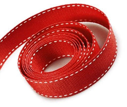 Red - Saddle Stitch Ribbon - 5/8" x 50 Yards