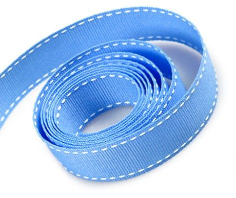 Capri Blue - Saddle Stitch Ribbon - 3/8" x 50 Yards