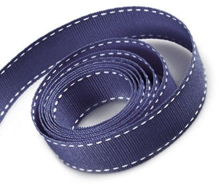 Navy - Saddle Stitch Ribbon - 3/8" x 50 Yards