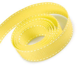 Lemon - Saddle Stitch Ribbon - 5/8" x 50 Yards