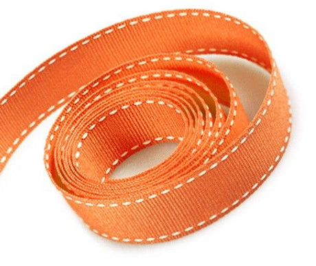 Torrid Orange - Saddle Stitch Ribbon - 3/8" x 50 Yards