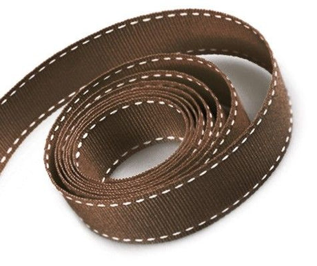 Brown - Saddle Stitch Ribbon - 3/8" x 50 Yards