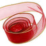 Red / Gold Edge - Classic Chiffon Ribbon (Wired Edge) - 7/8" x 25 Yards