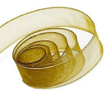 Old Gold / Gold Edge - Classic Chiffon Ribbon (Wired Edge) - 1-1/2" x 100 Yards