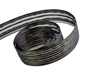 Black / Silver - Sheer Beauty Ribbon - 1" x 100 Yards