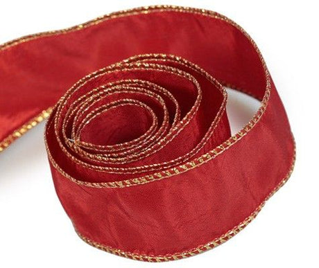 Red With Gold - Soiree (Wired Edge) Ribbon - 2-1/4" x 50 Yards