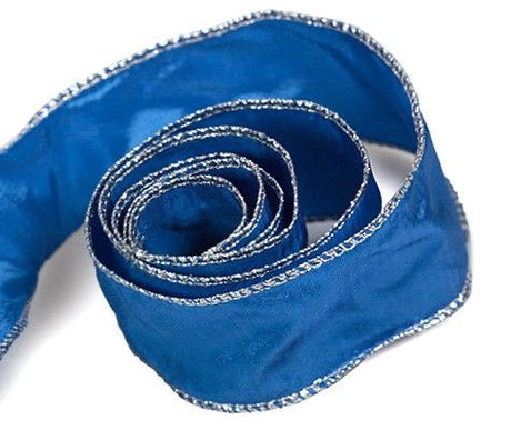 Royal With Silver - Soiree (Wired Edge) Ribbon - 1-1/2" x 50 Yards