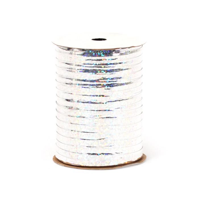 Silver - Glitter Curling Ribbon Uncrimped - 3/16" x 250 Yards