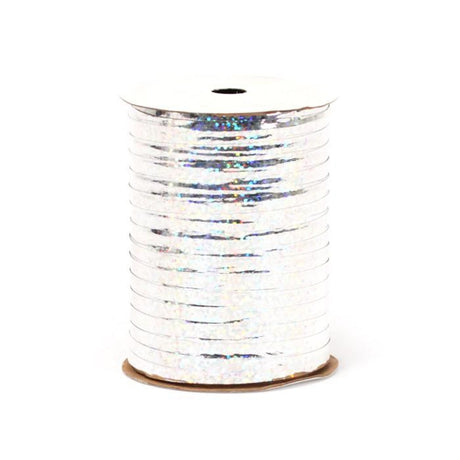 Silver - Glitter Curling Ribbon Uncrimped - 3/16" x 250 Yards