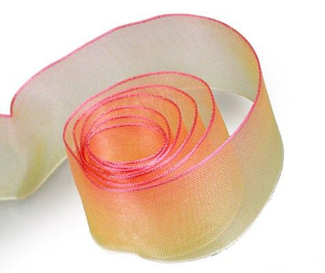 Pink / Orange - Sunburst (Wired Edge) Ribbon - 1-1/2" x 50 Yards