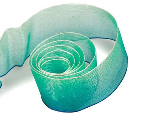 Aqua / Green - Sunburst (Wired Edge) Ribbon - 1-1/2" x 50 Yards