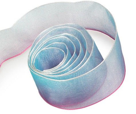 Blue / Pink - Sunburst (Wired Edge) Ribbon - 1-1/2" x 50 Yards