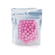 Clear/Metallic Silver - Stand Up Zipper Pouch - 3-5/8 x 1.5 x 5"