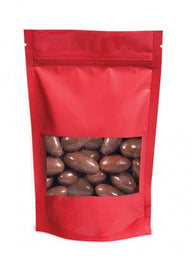 Satin Red - Stand Up Zipper Pouch - Window - 4-5/8 x 2 x 7-1/8"