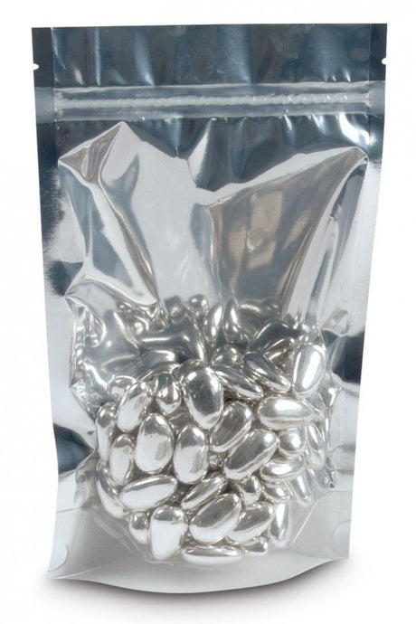 Clear Front Metallic Silver - Stand Up Zipper Pouch - 5-1/2 x 2-1/2 x 9-1/8"