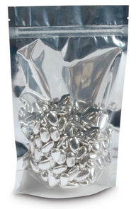 Metallic Silver - Stand Up Zipper Pouch - 7-1/4 x 3 x 12-1/8"